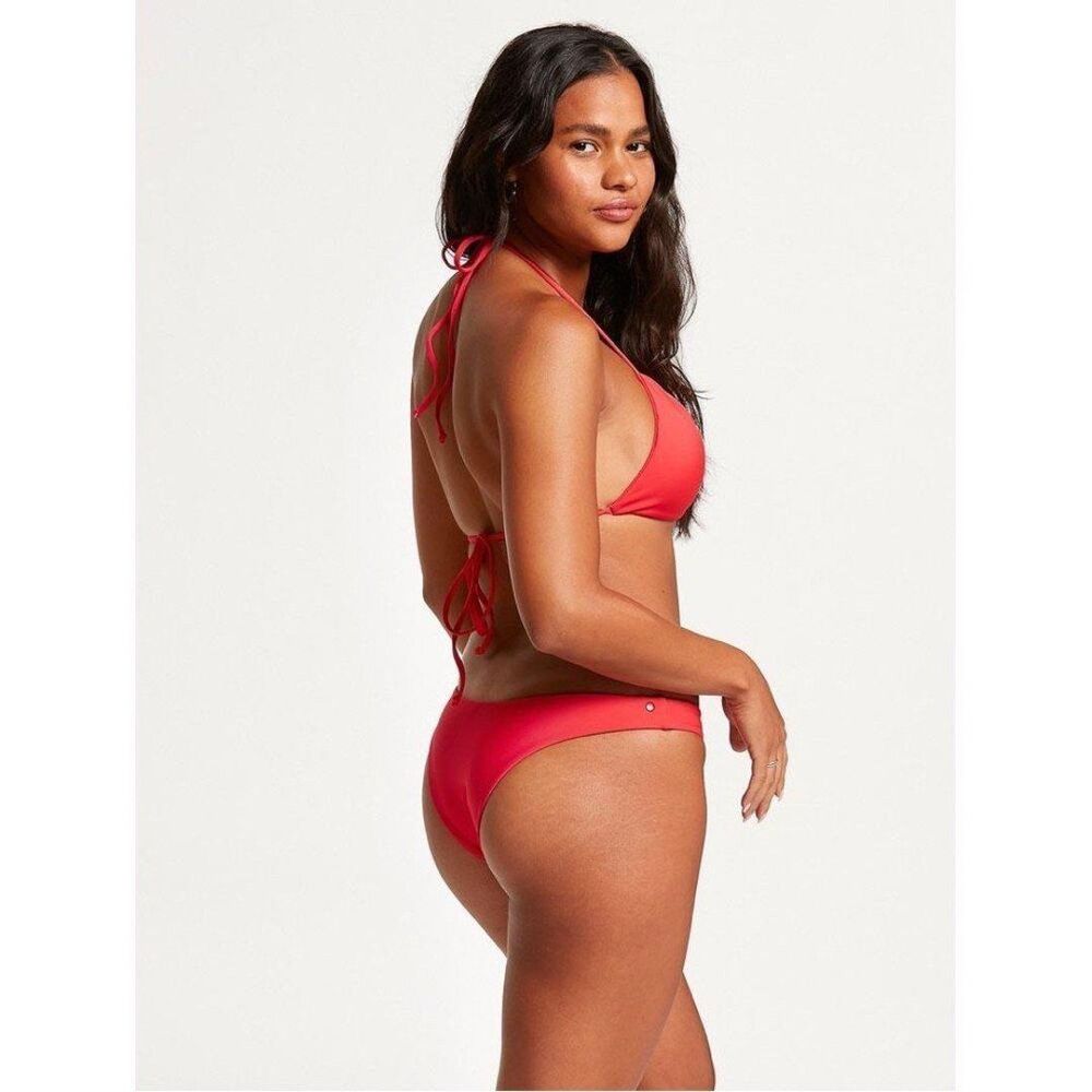 Volcom Simply Seamless Triangle True Red String Bikini Swim Top Size Medium - Picture 4 of 11